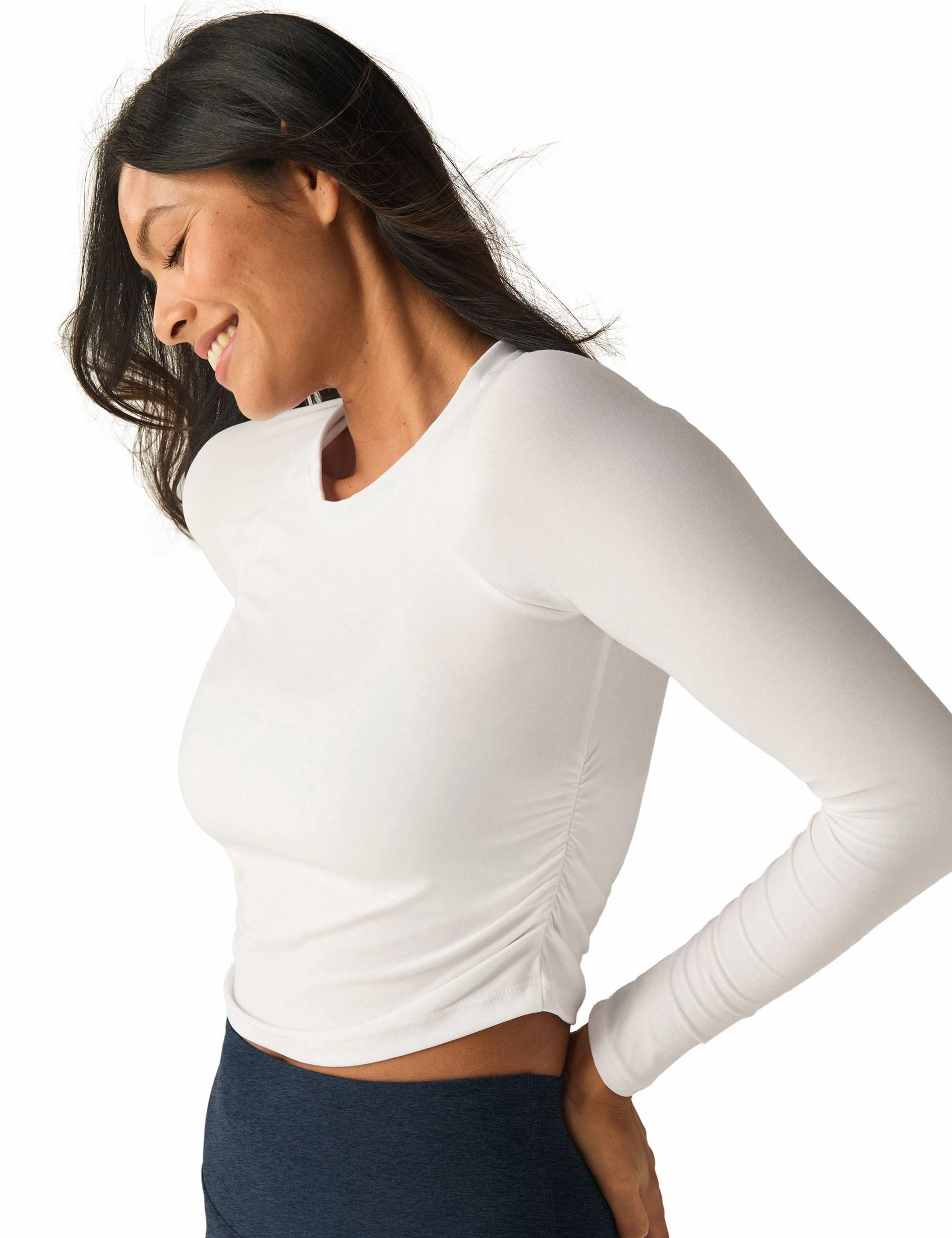 Anti Slip Waistband Featherweight Your Fit Long Sleeve Top - Cloud White