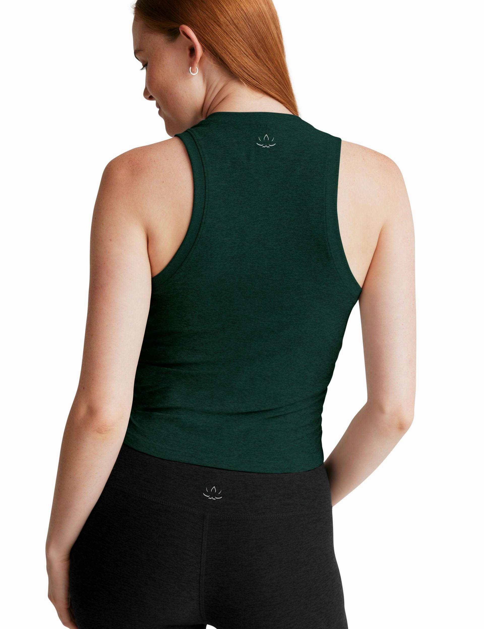 Odor Control Finish Featherweight Your Fit Shirred Tank - Dark Spruce Green Heather