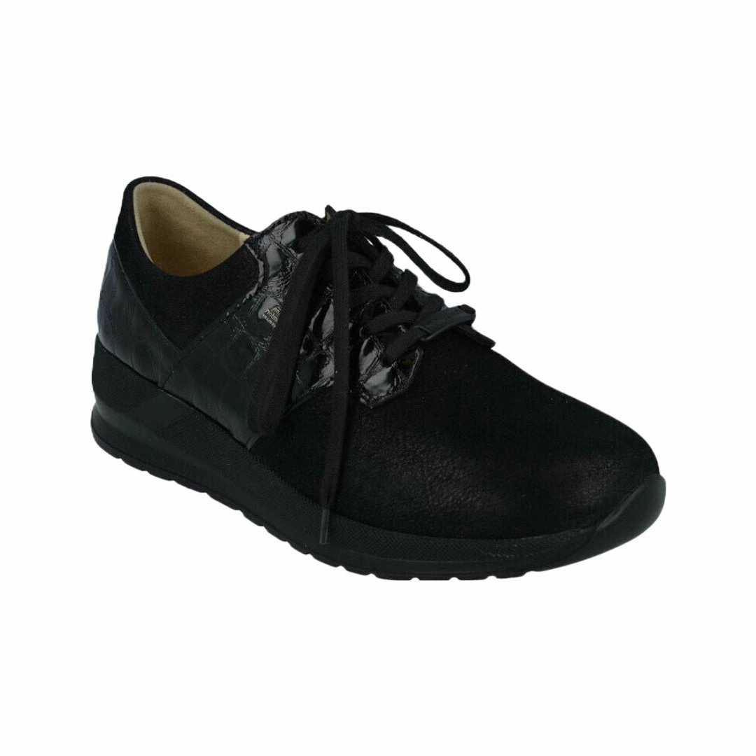 Recycled Polyester Finn Comfort Women's Caino - Black Stretch/Croc Leather