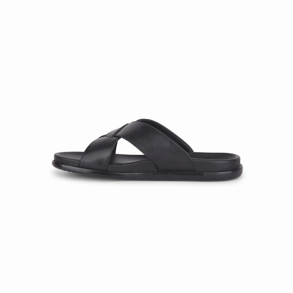 Healers Casual Black Slippers For Men LEEKS-2 By Liberty Light Color