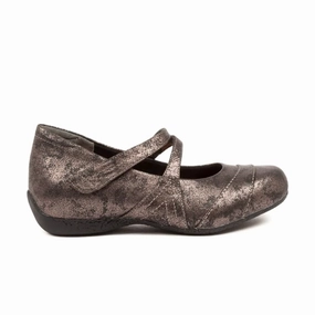 Work Ready Ziera Shoes Women's Xray Mary Jane Flat - Pewter Metal Leather