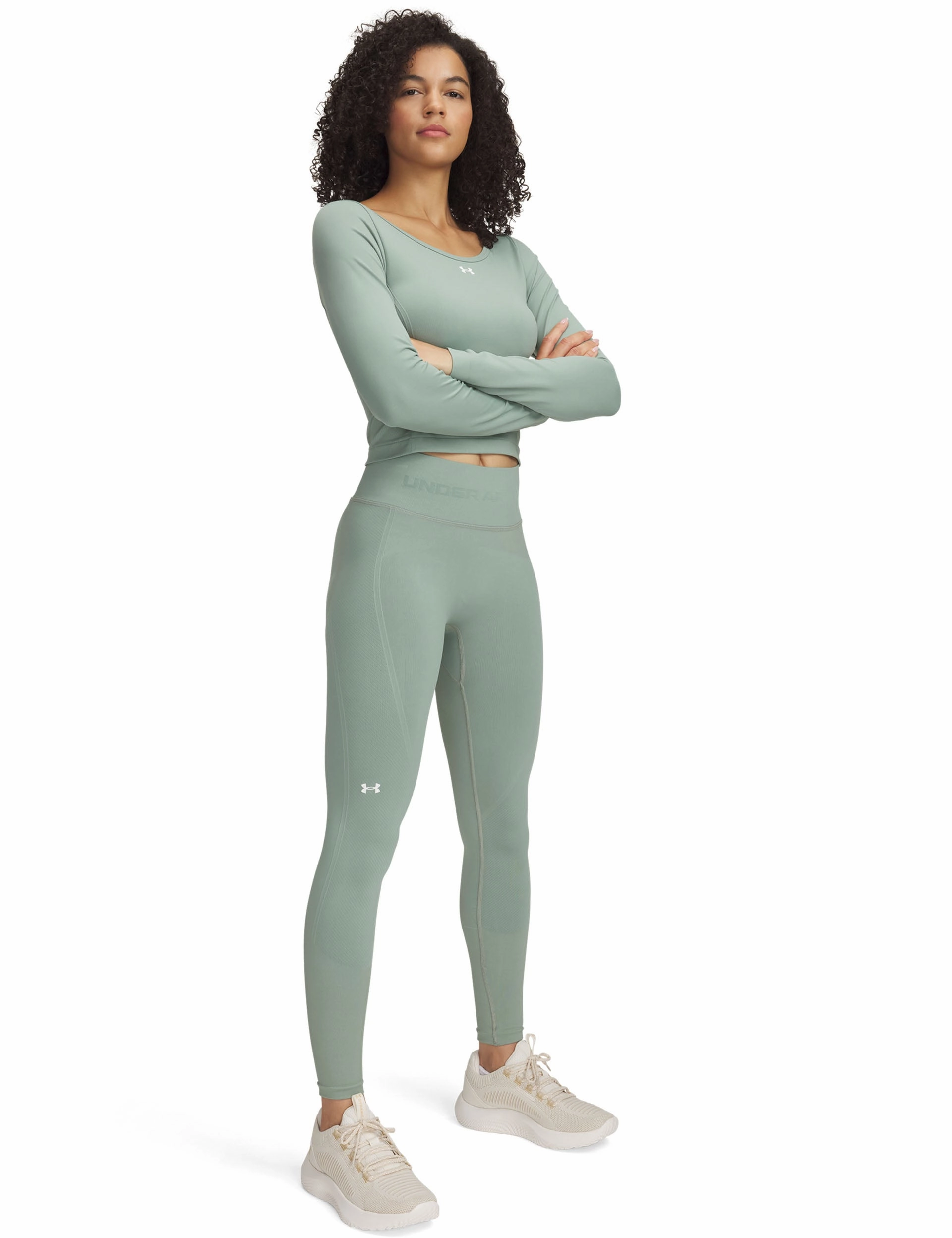 Pro Athlete Weekend Trip Modern Fit Train Seamless Leggings - Silica Green/White