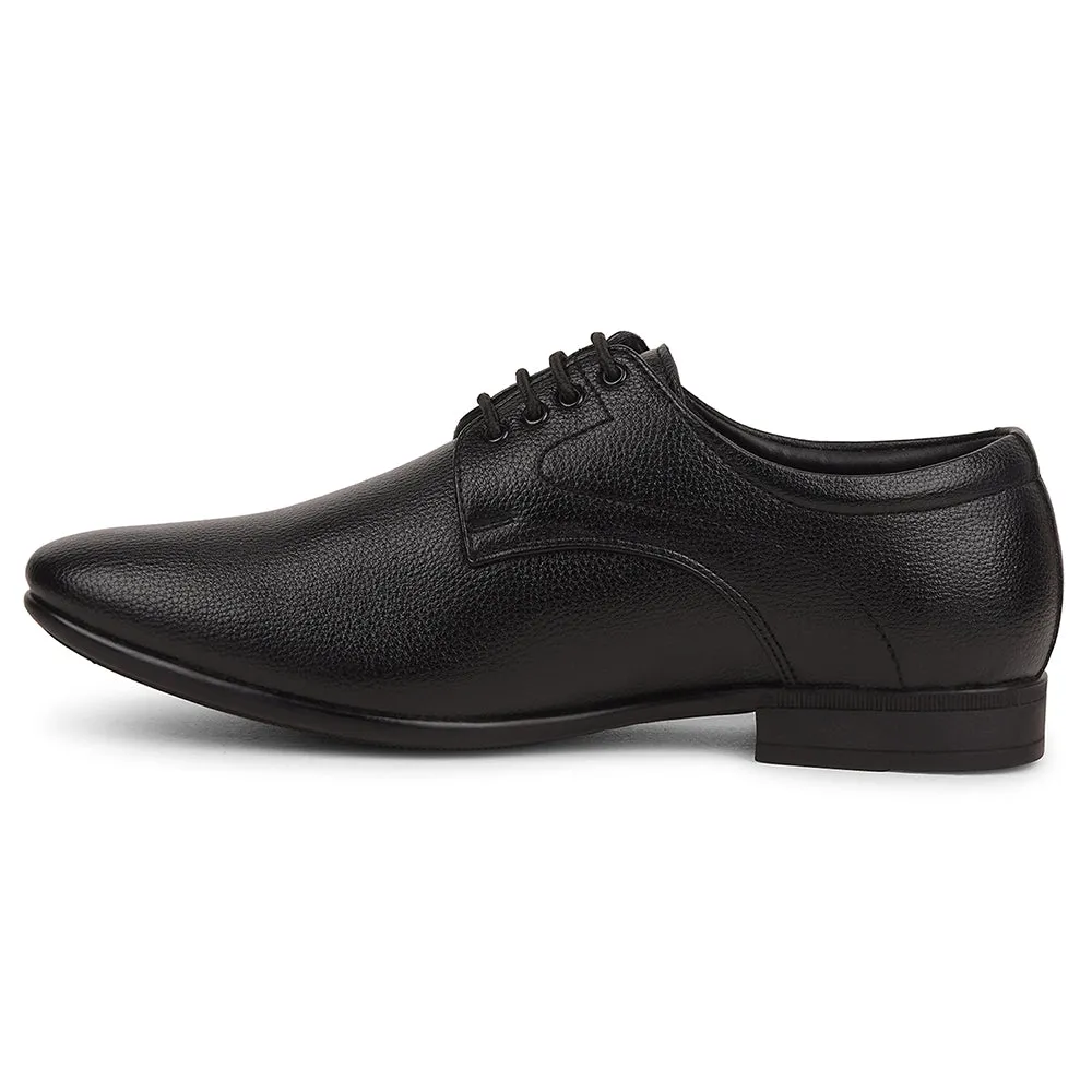 Fortune Black Formal Lacing Derby Shoes For Men UVL-131 By Liberty wide - toe shoes True to size