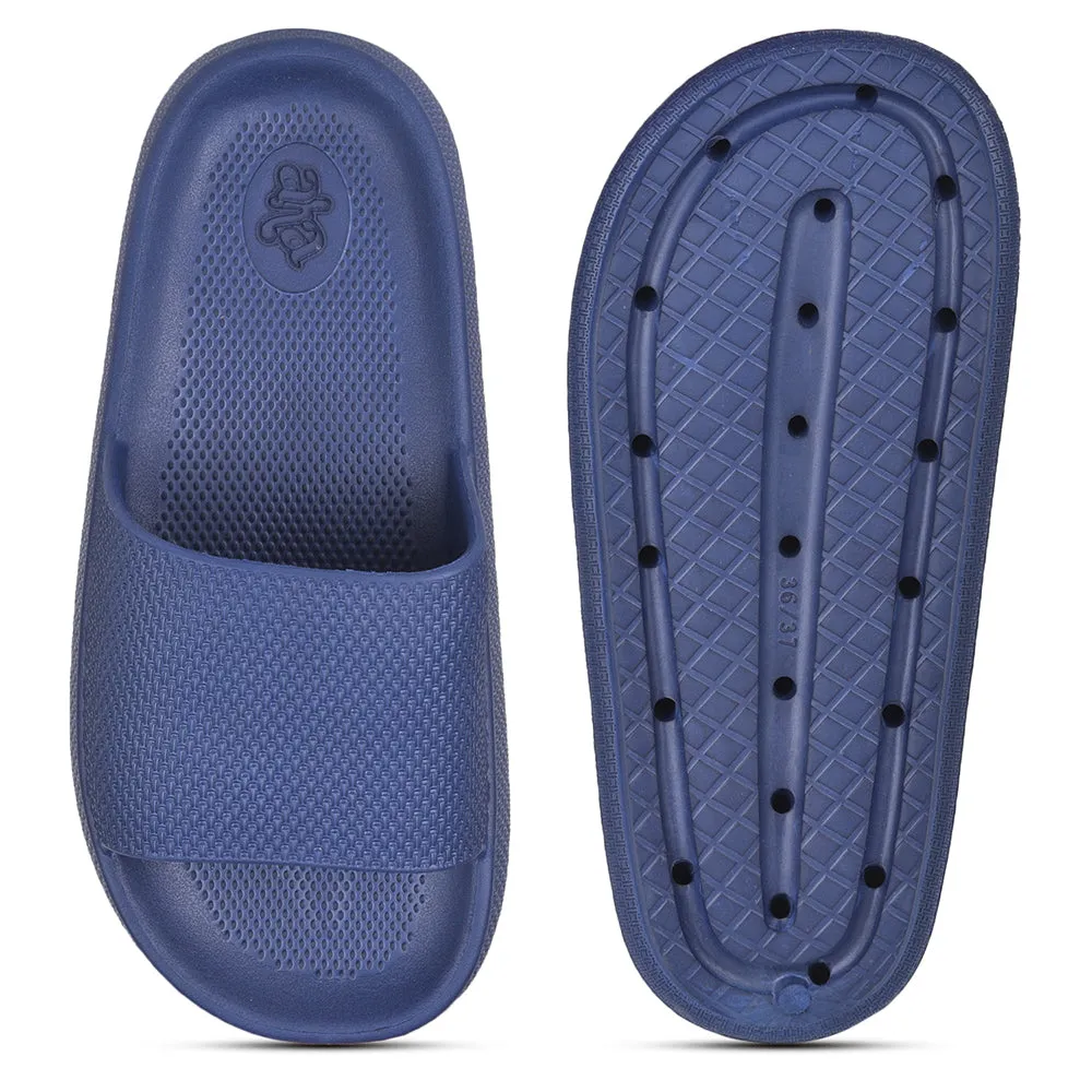 easy - to - clean shoes Torsional Stability Feature A-HA By Liberty COMFYWALK1 Navy Blue Slides For Women