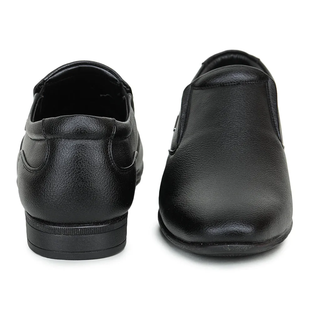 5K Run Fortune Black Formal Slip on Shoes For Men UVL-31 By Liberty