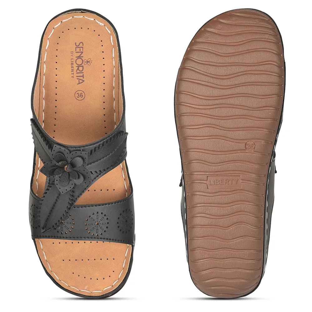Race - worthy responsive sole shoes Senorita Casual (Black) Slippers For Women LAF-755 By Liberty