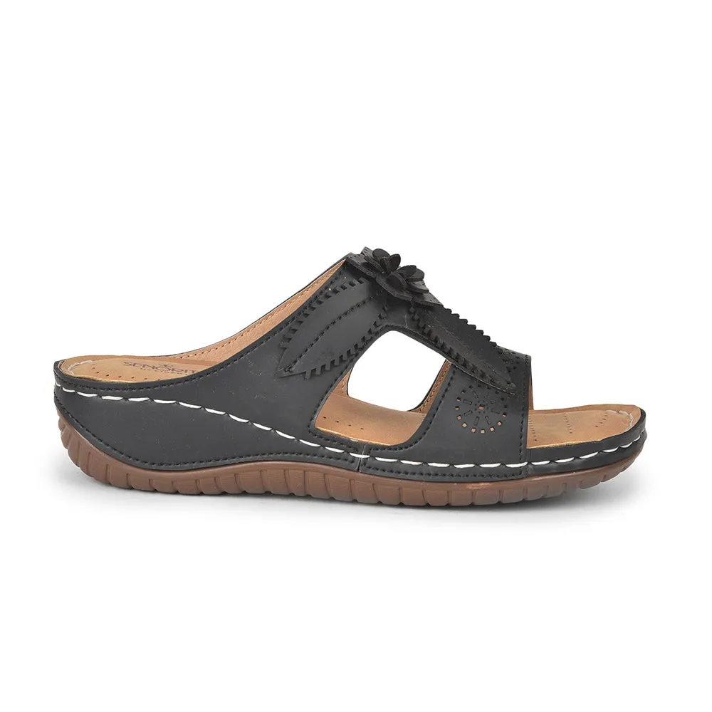 Senorita Casual (Black) Slippers For Women LAF-755 By Liberty Torsion Stability