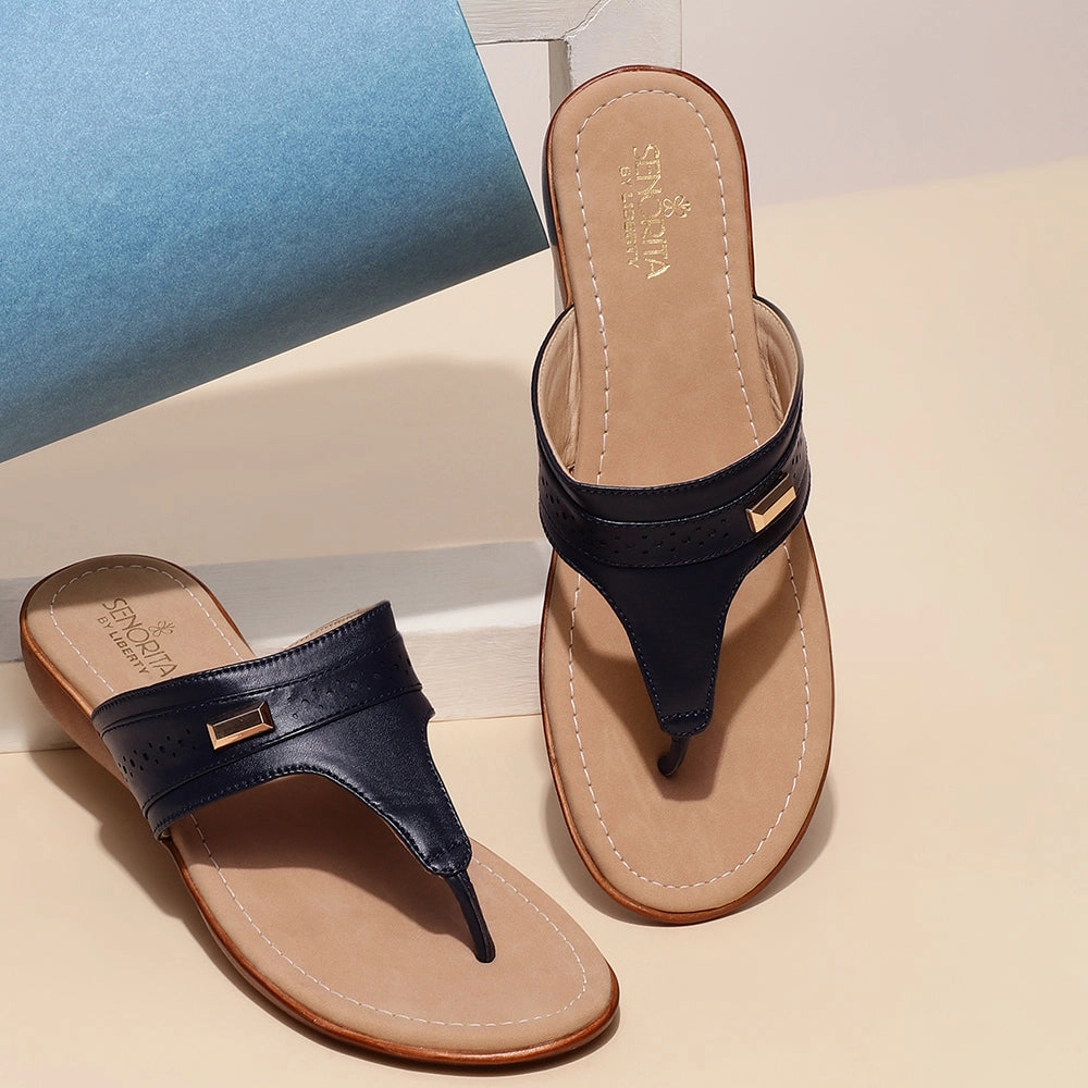 Senorita Casual (Blue) Slipper For Women MMJ-101 By Liberty Anti Slip Tread