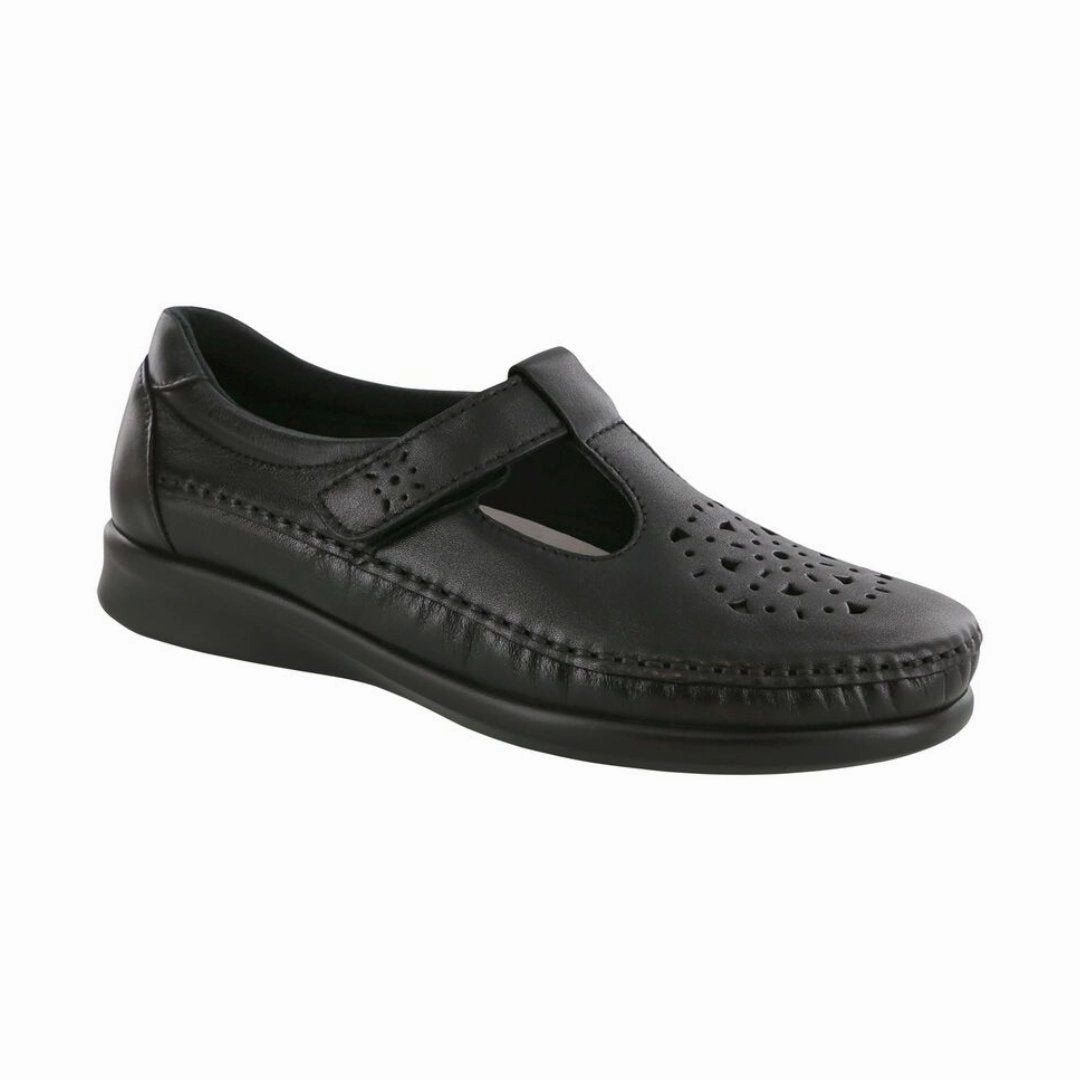 LowMaintenanceMaterial Leather Core SAS Women's Willow Slip On Loafer - Black Smooth