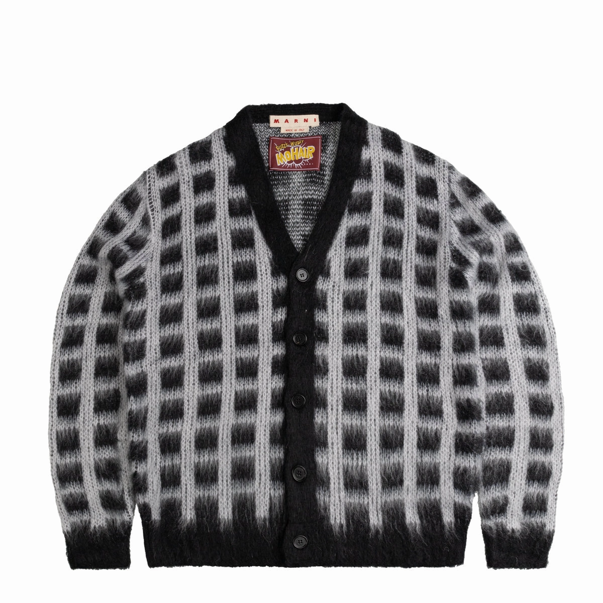 Marni Brushed Check Cardigan 'Black' Firm Leather