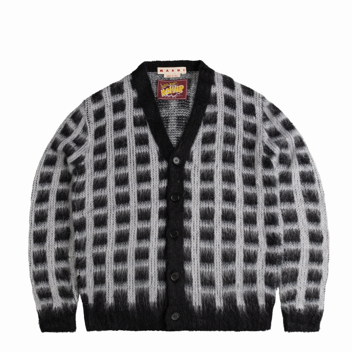 Stylish Jacket Sustainable production Marni Brushed Check Cardigan 'Black'