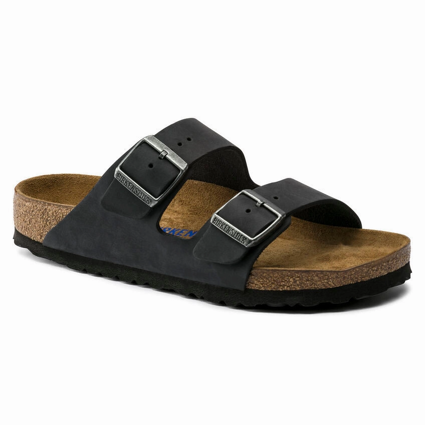 Birkenstock Arizona Soft Footbed - Black Oiled Leather Fresh Glow
