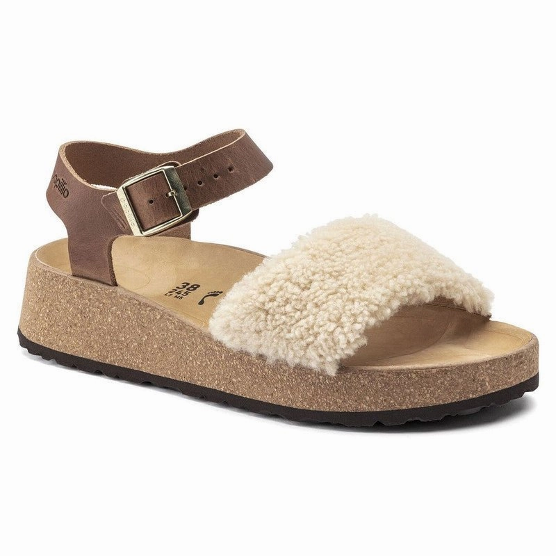 Birkenstock Women's Papillio Glenda - Teddy Cognac Everyday Comfort QuickDrying Material