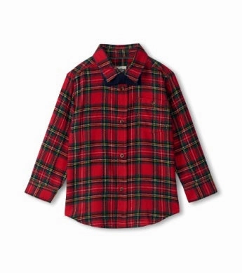 Hatley Button Down Shirt - Red Plaid Tasseled