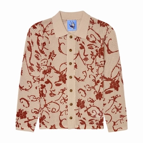 Warm Hoodie Village Charm Kidsuper Face Floral Open Knit Top 'Cream'