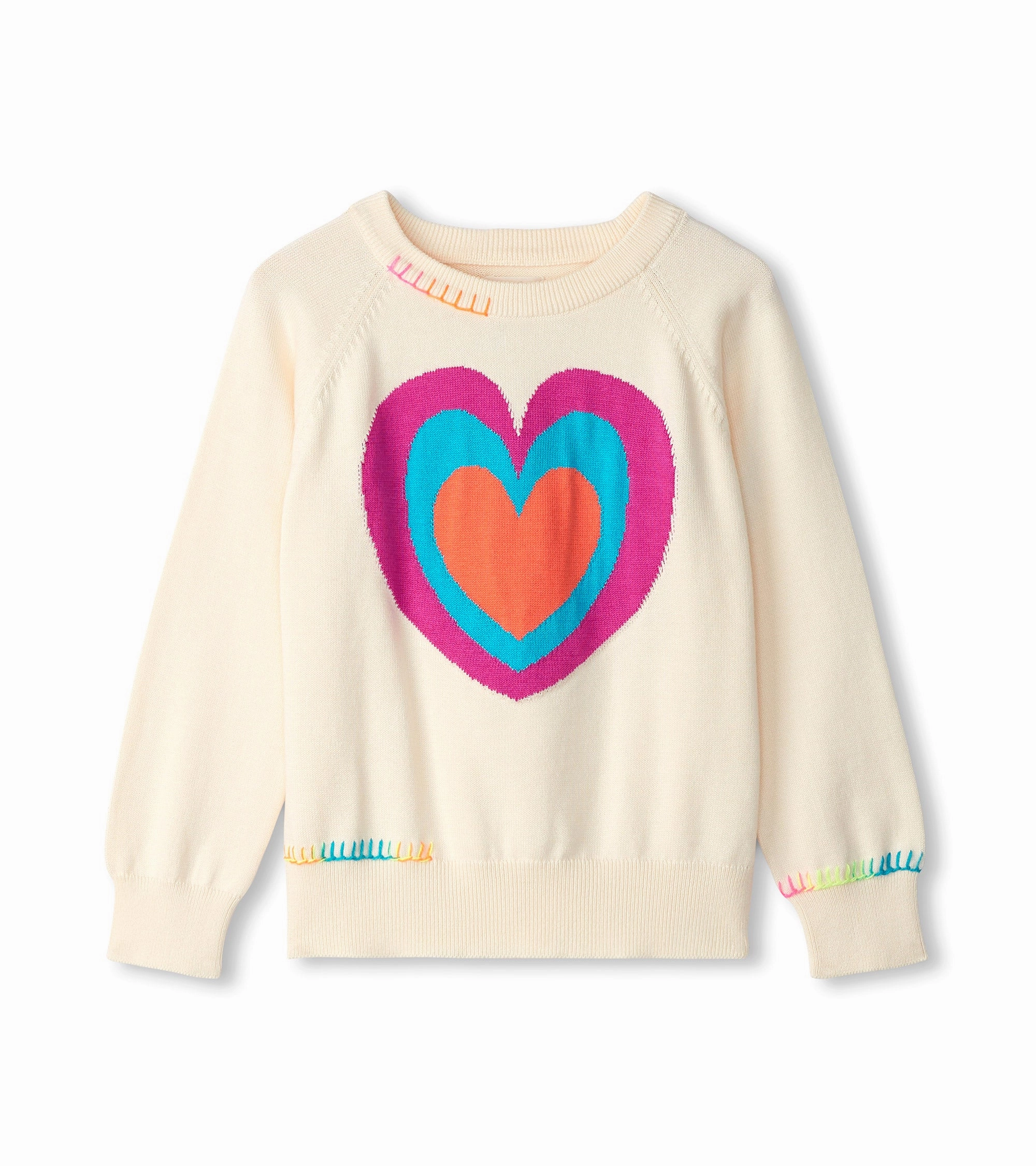 Hatley Raglan Pullover Sweater - Layered Hearts Embroidered Formal kids' wear