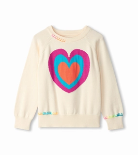 Hatley Raglan Pullover Sweater - Layered Hearts Embroidered Formal kids' wear