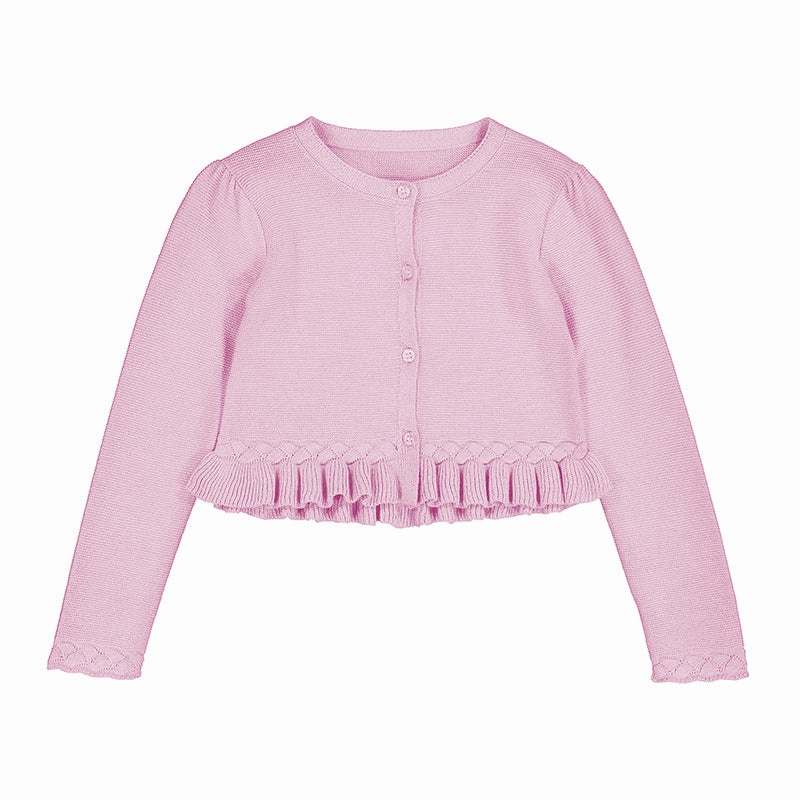 Shiny outfits for children Mayoral Braid Knit Cardigan - Mauve