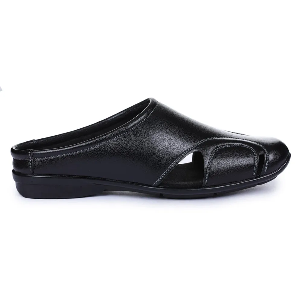 Micro Perforation Ventilation Fortune Black Casual Slip-on Mules For Men J-153 By Liberty