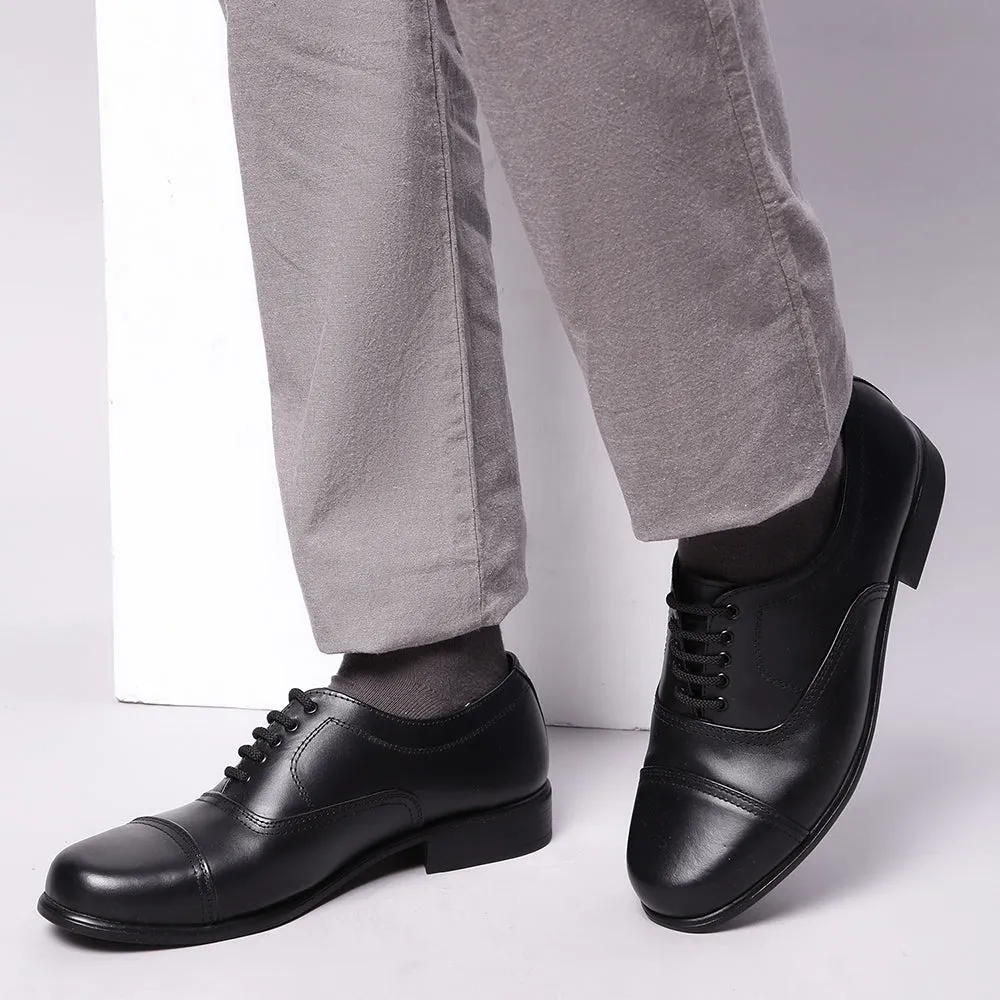 cross - country running footwear Solid Fortune Black Classic Oxford Shoes For Men 7168-03 By Liberty