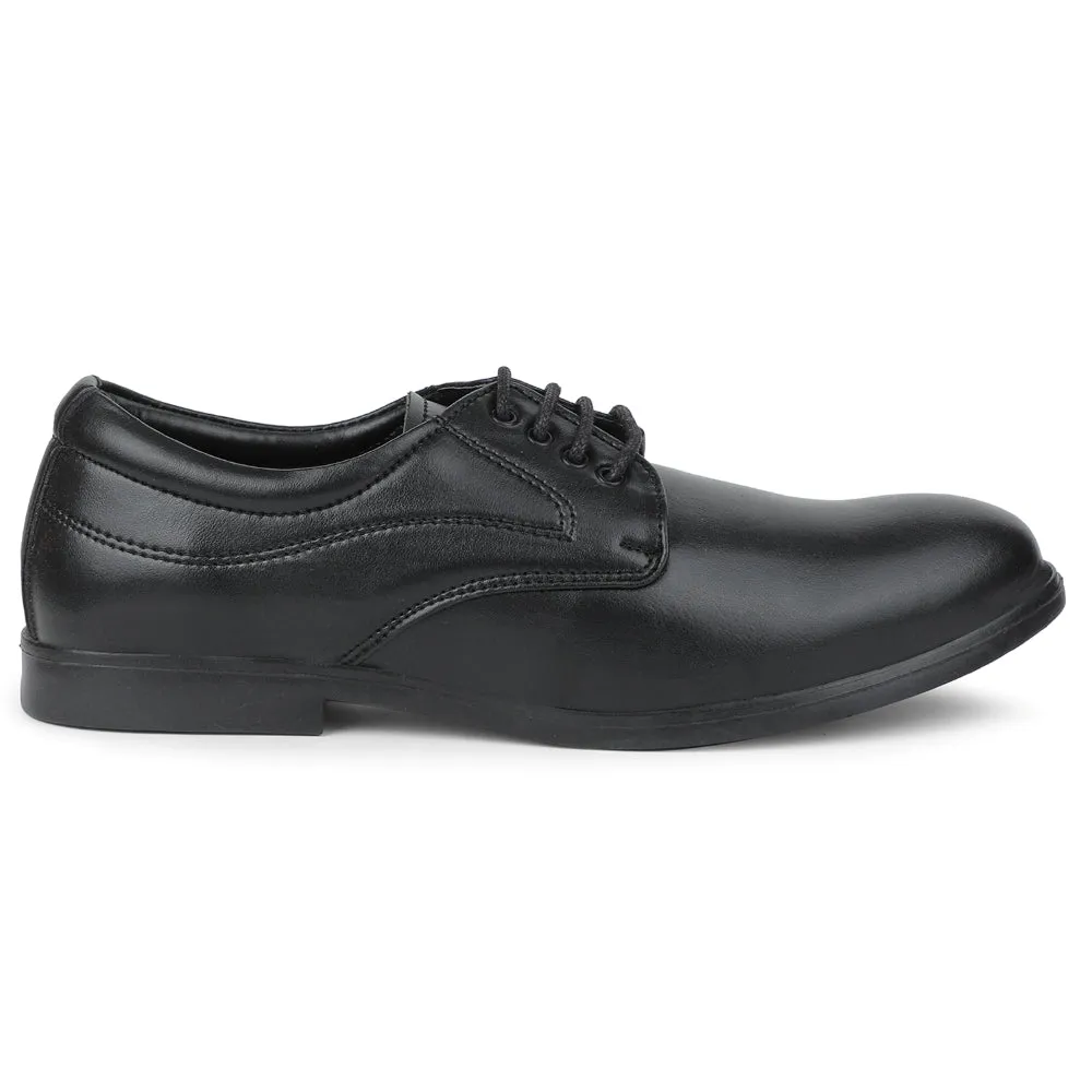 Fortune Black Formal Lacing Derby Shoes For Men MAJESTIC-1 By Liberty Heel Cradle Support