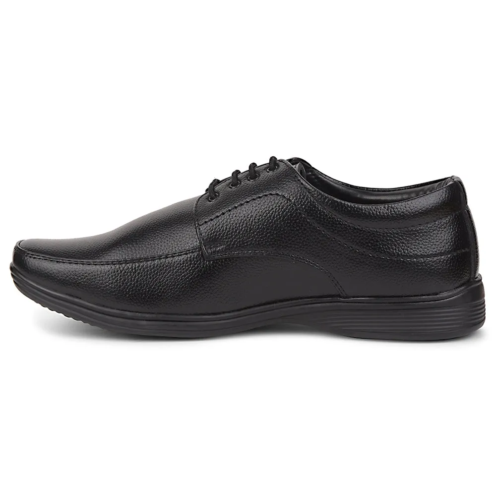 Fortune Black Formal Lacing Derby Shoes For Men R573-05 By Liberty Water Resistant Material campus