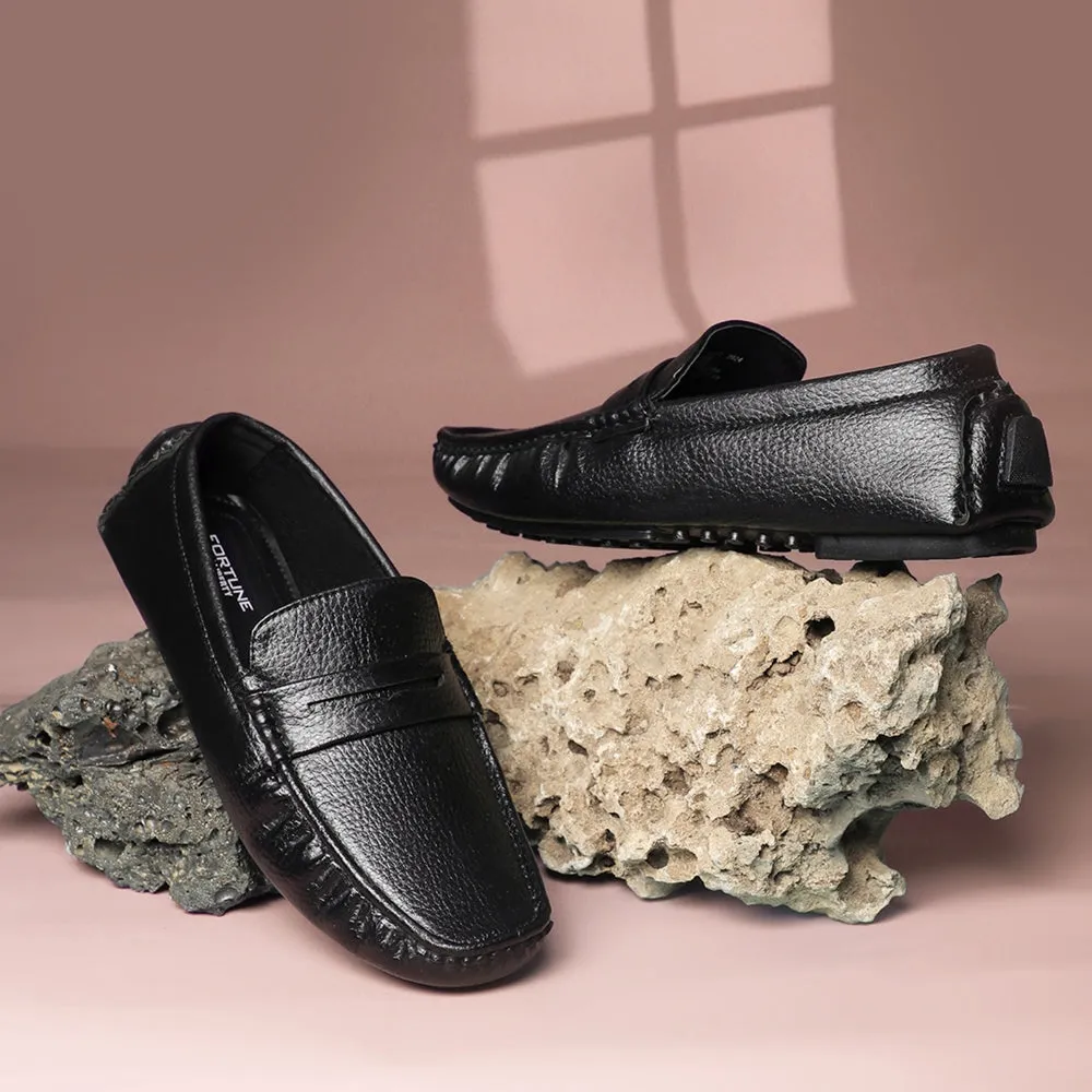 contemporary - style shoes running for cultural events Fortune Black Formal Loafers For Men CLASSIK-2E By Liberty