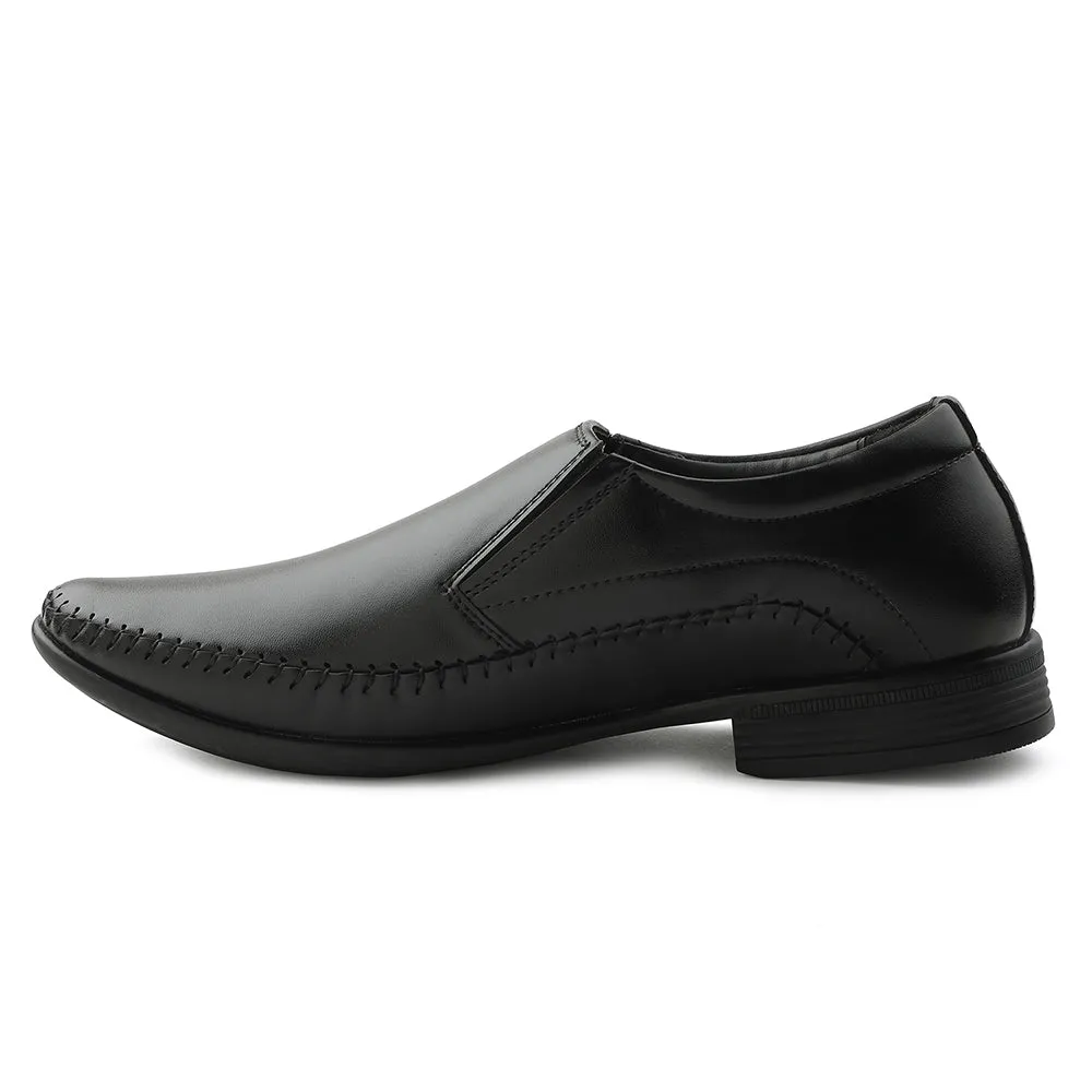 Fortune Black Formal Non Lacing Moccasin Shoes For Men HML-18E By Liberty Blown Rubber Compound lace - up footwear