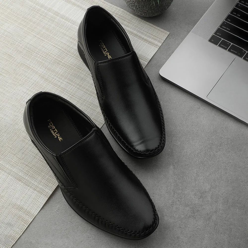 Hybrid Cushioning Fortune Black Formal Non Lacing Moccasin Shoes For Men HML-18E By Liberty