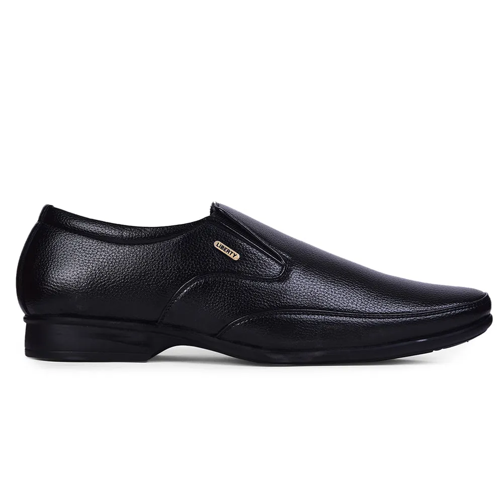 Flex Zone Engineering polyester - feature shoes Fortune Black Formal Non Lacing Shoes For Men HOL-132E By Liberty