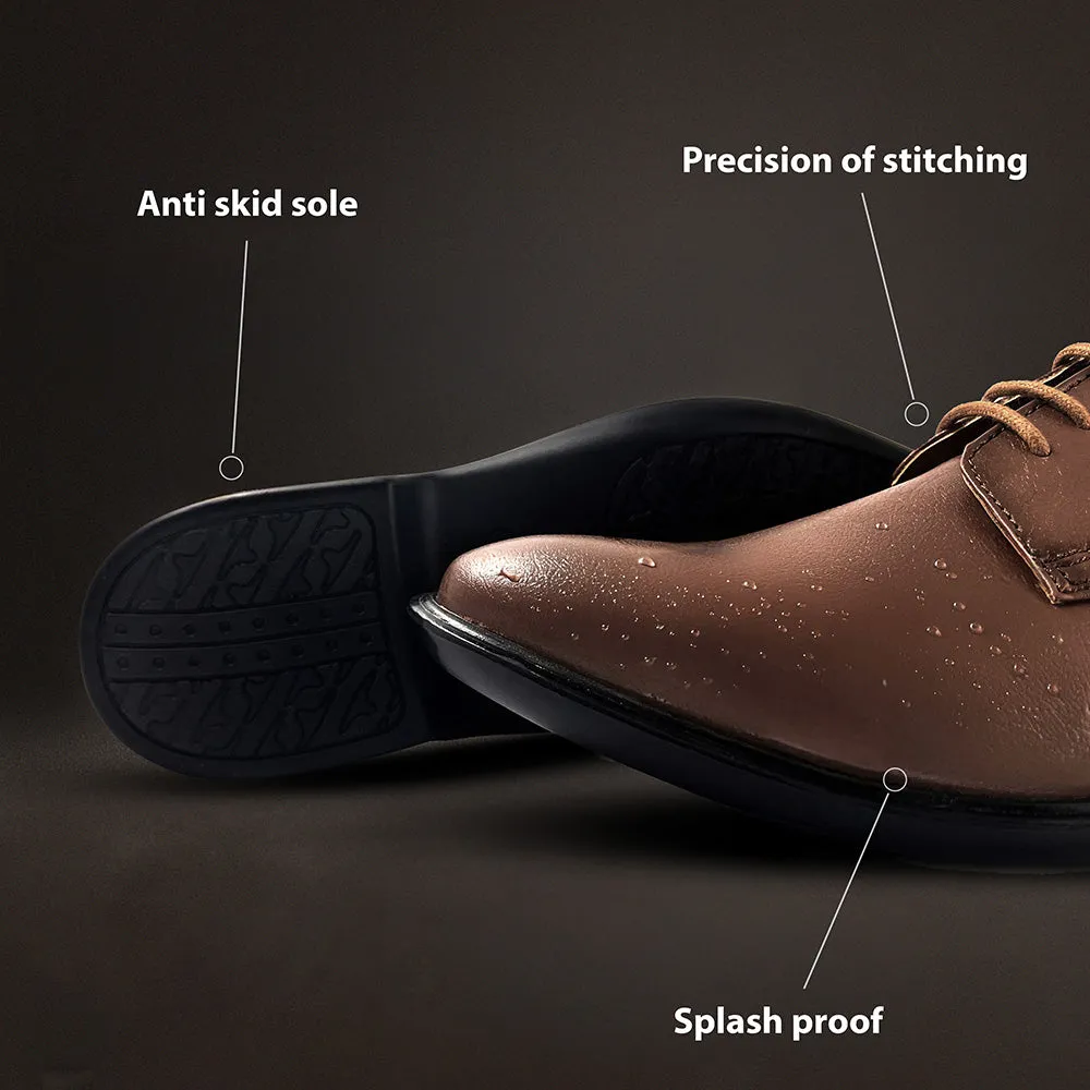 Fortune Brown Formal Lace Up Derby Shoes For Men LUCIO-201 By Liberty Moisture Control Liner