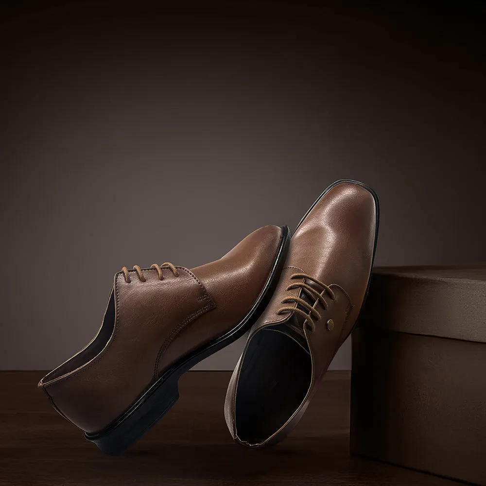 Fortune Brown Formal Lace Up Derby Shoes For Men LUCIO-201 By Liberty heat - resistant - design shoes multi - density midsole shoes