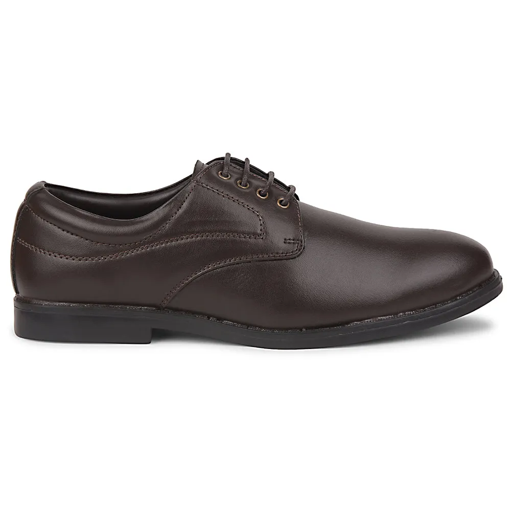 Fortune Brown Formal Lacing Derby Shoes For Men MAJESTIC-1 By Liberty Slippery Surface Running Mountain running