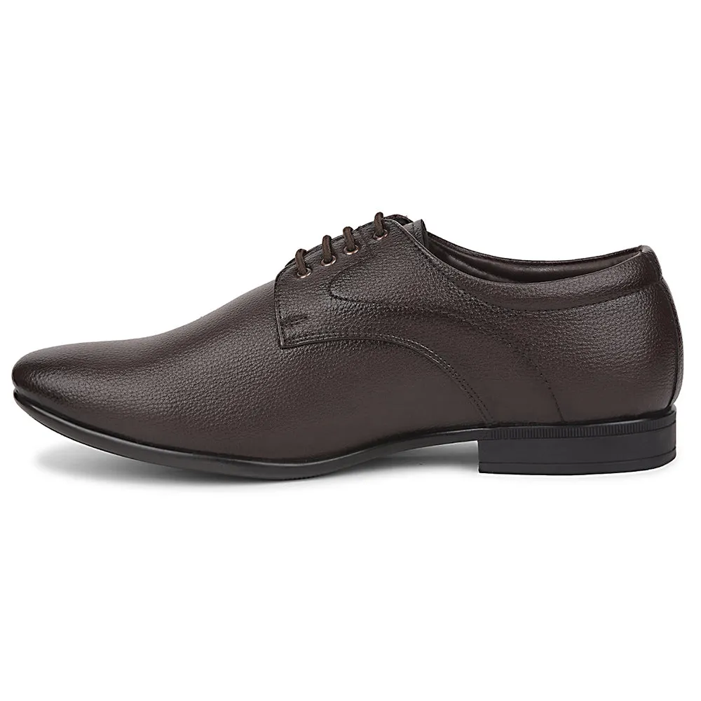 Fortune Brown Formal Lacing Derby Shoes For Men UVL-131 By Liberty Asymmetric Lacing System ice shoes