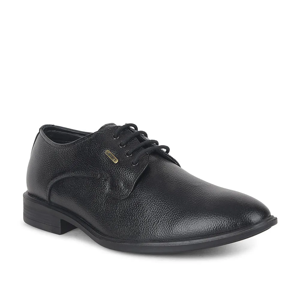 Anti Sink Heel Cup Fortune by Liberty Men LOM-605 Black Formal Lacing Derby Shoes