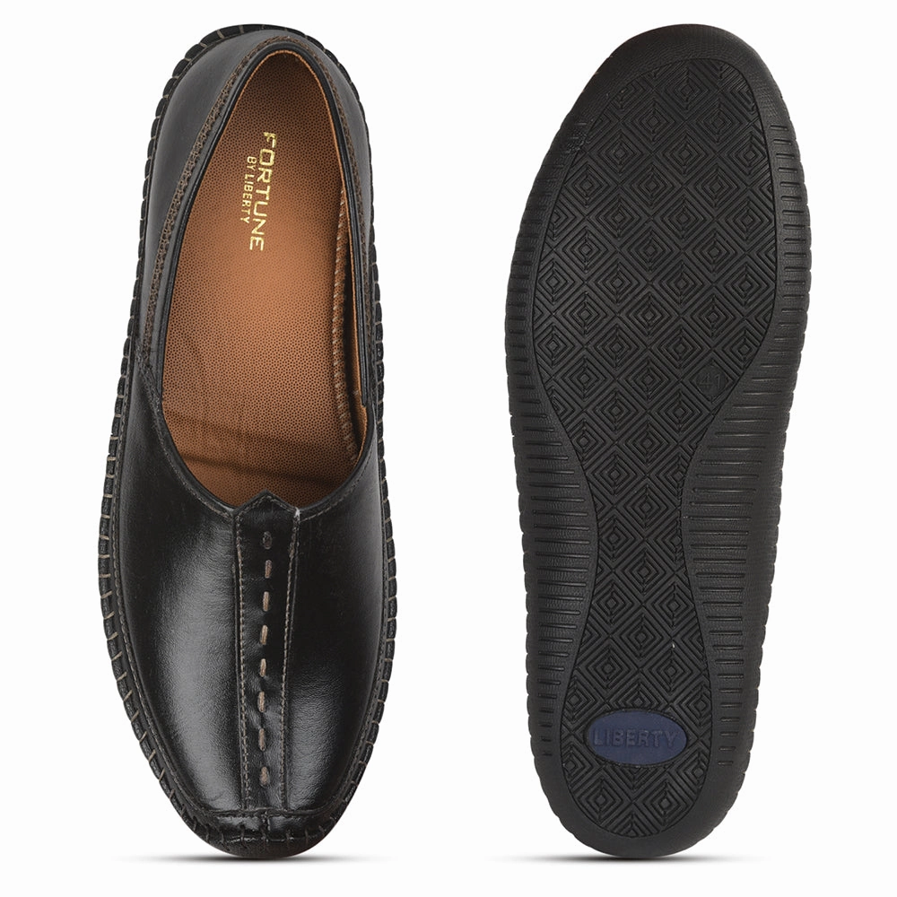 self - improvement removable - insole shoes Fortune Black Casual Mojari For Men BRL-25 By Liberty