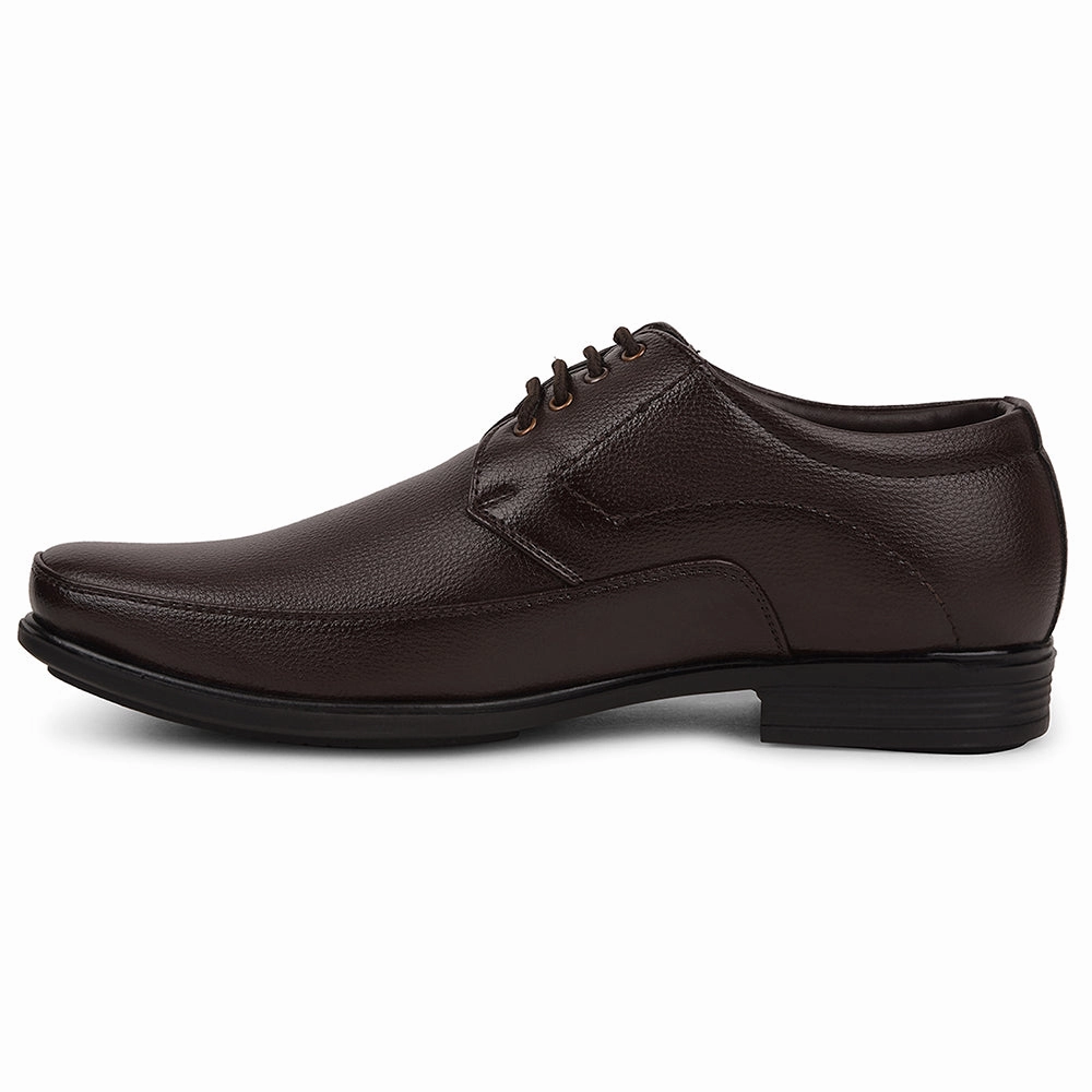 Fortune Brown Formal Lacing Derby Shoes For Men UVL-134 By Liberty running in a softball field area shoes