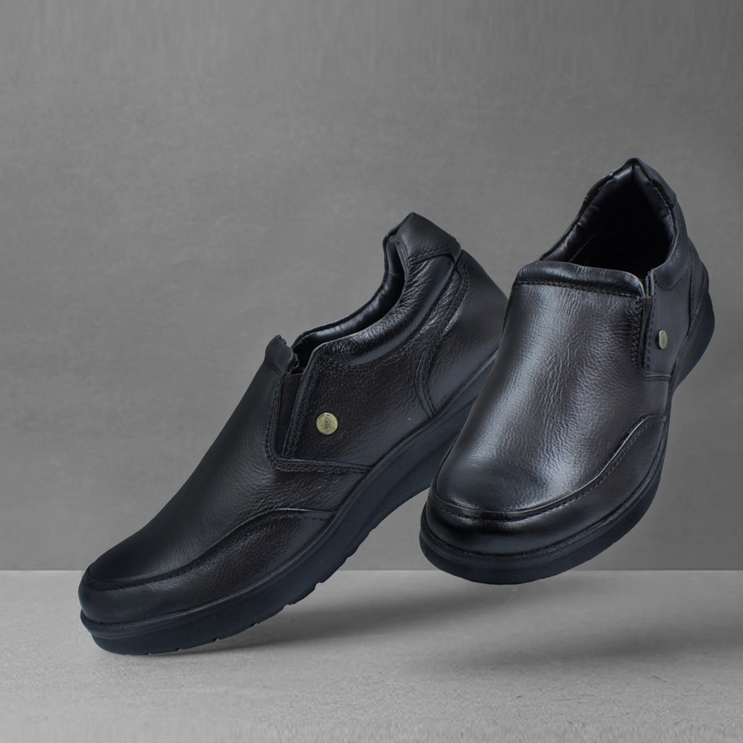 Fortune Brown Formal Non Lacing Shoes For Men DEOX-1E By Liberty Hyper Elastic Response