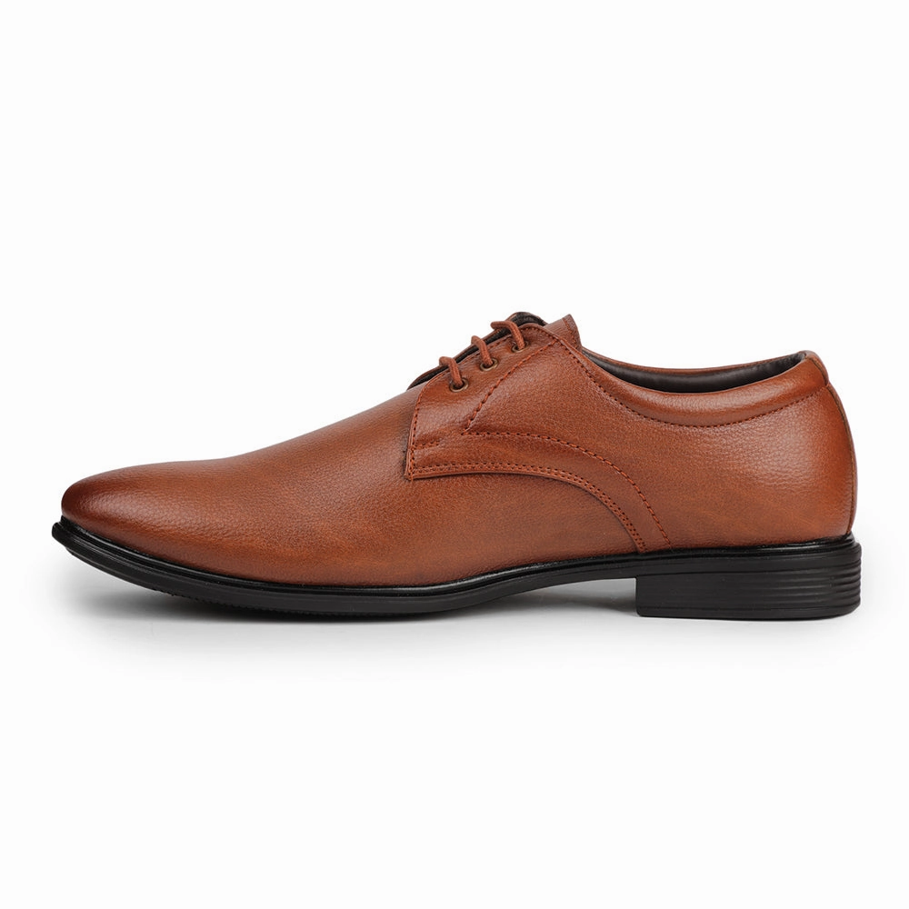 Easy - to - Clean Fortune Tan Formal Lacing Derby Shoes For Men HOL-130E By Liberty