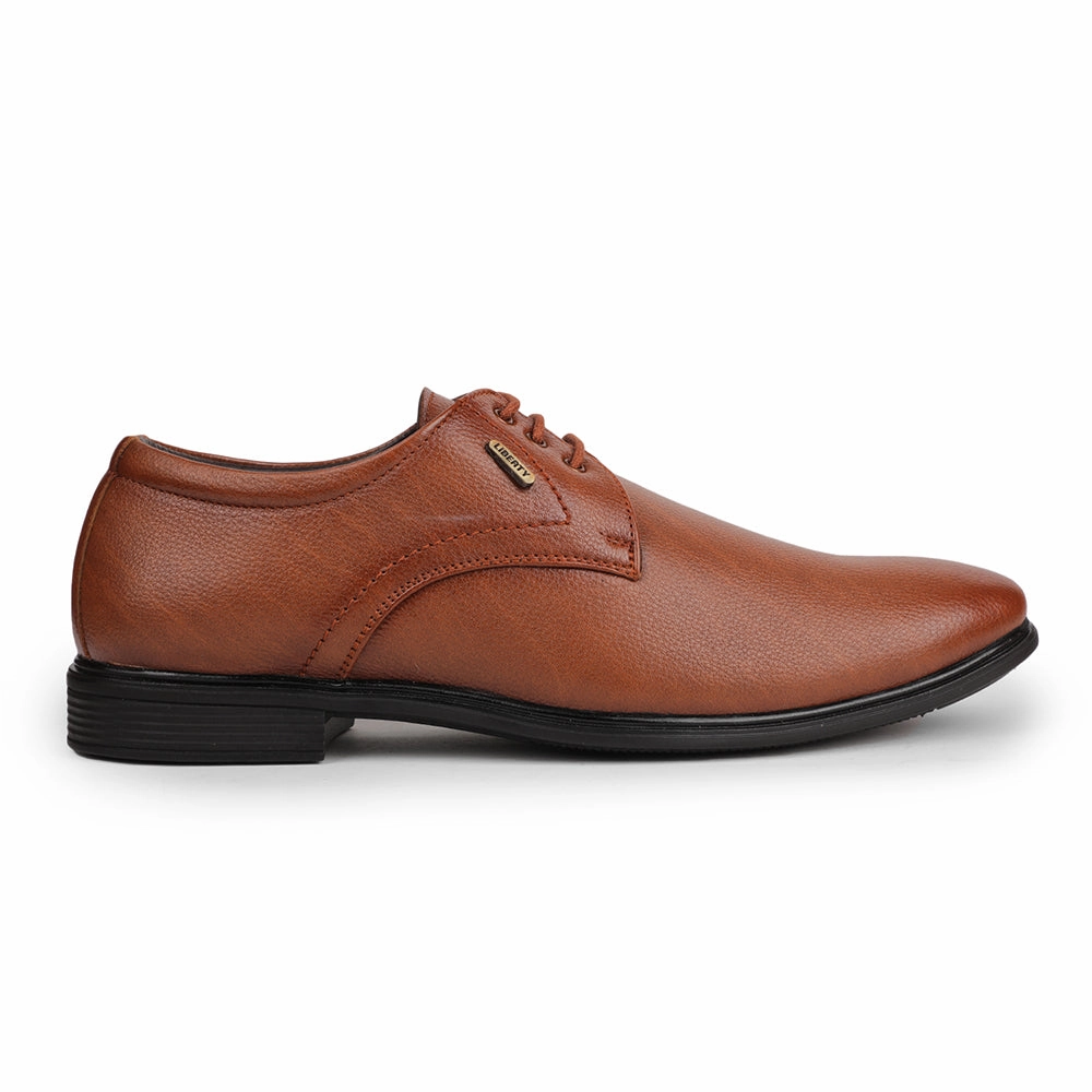 Fortune Tan Formal Lacing Derby Shoes For Men HOL-130E By Liberty Seamless Toe Box Construction road use