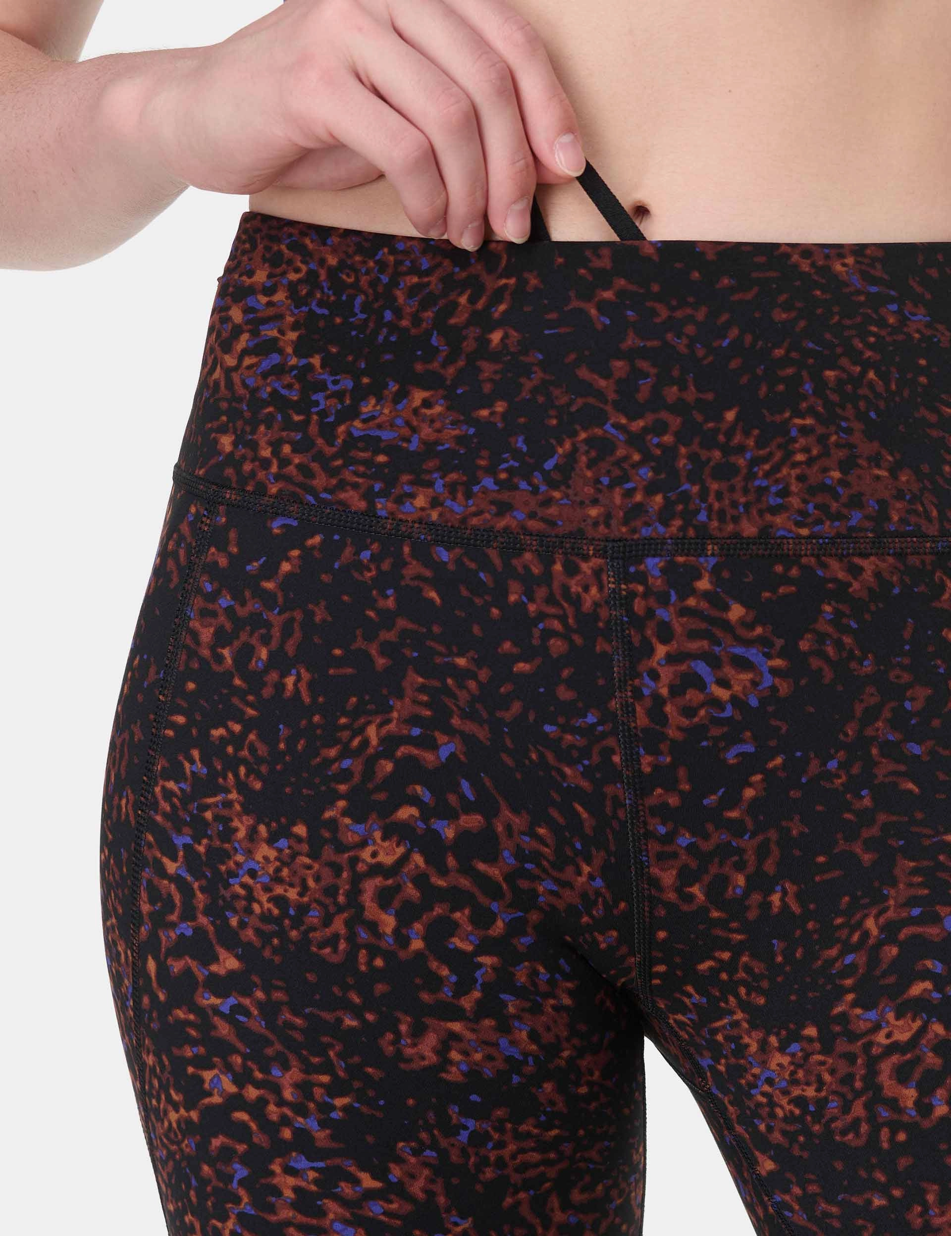 Power 7/8 Gym Leggings - Brown Tortoise Print Summer Glow