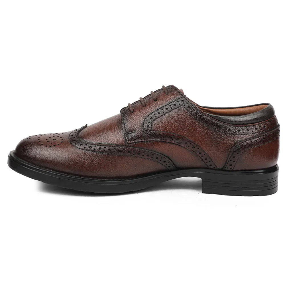 Healers Brown Formal Lacing Oxford Shoes For Men UDL-12 By Liberty Portable Option