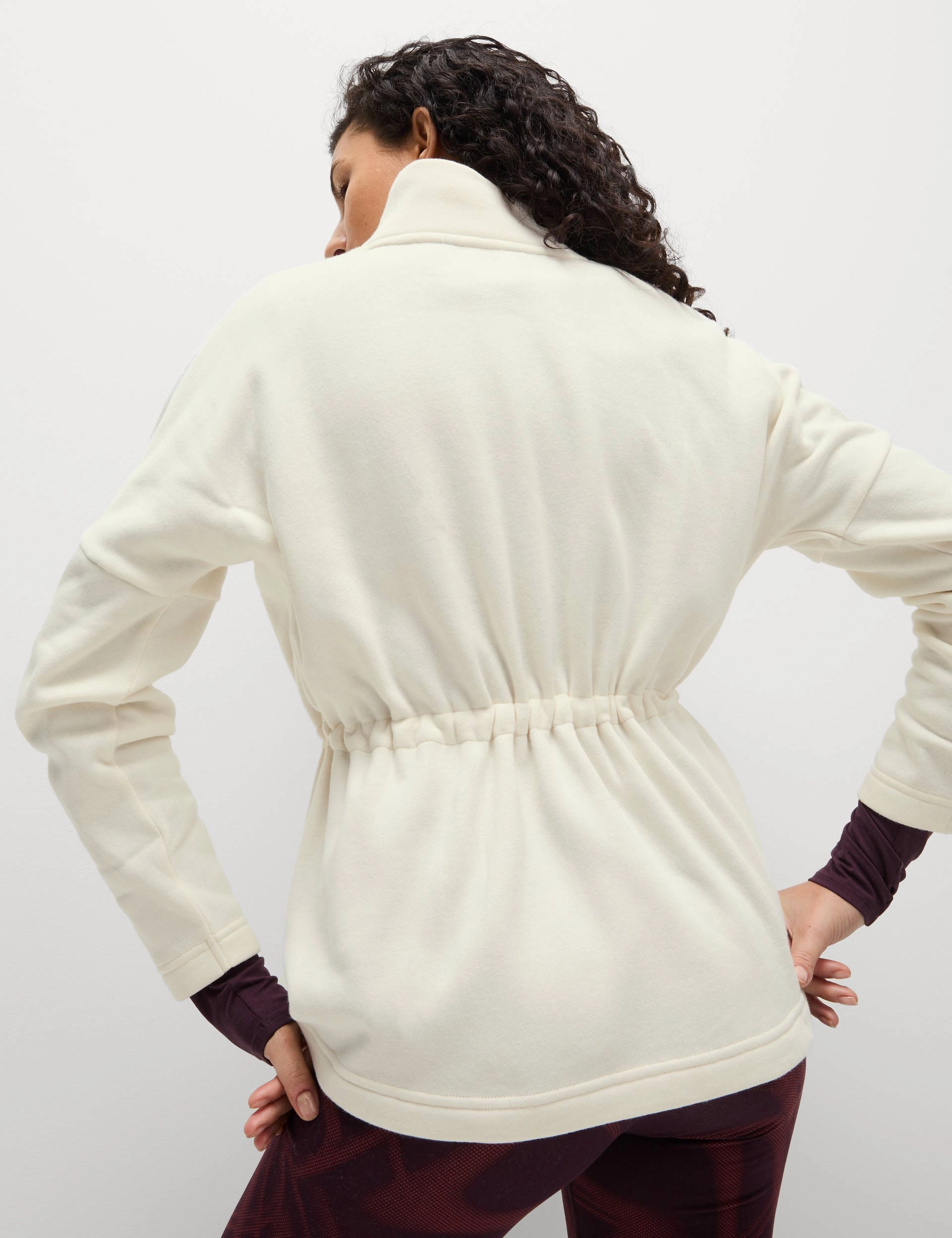 DoubleStitchedSeams Cotton Rich Brushed Funnel Neck Sweatshirt - Ivory