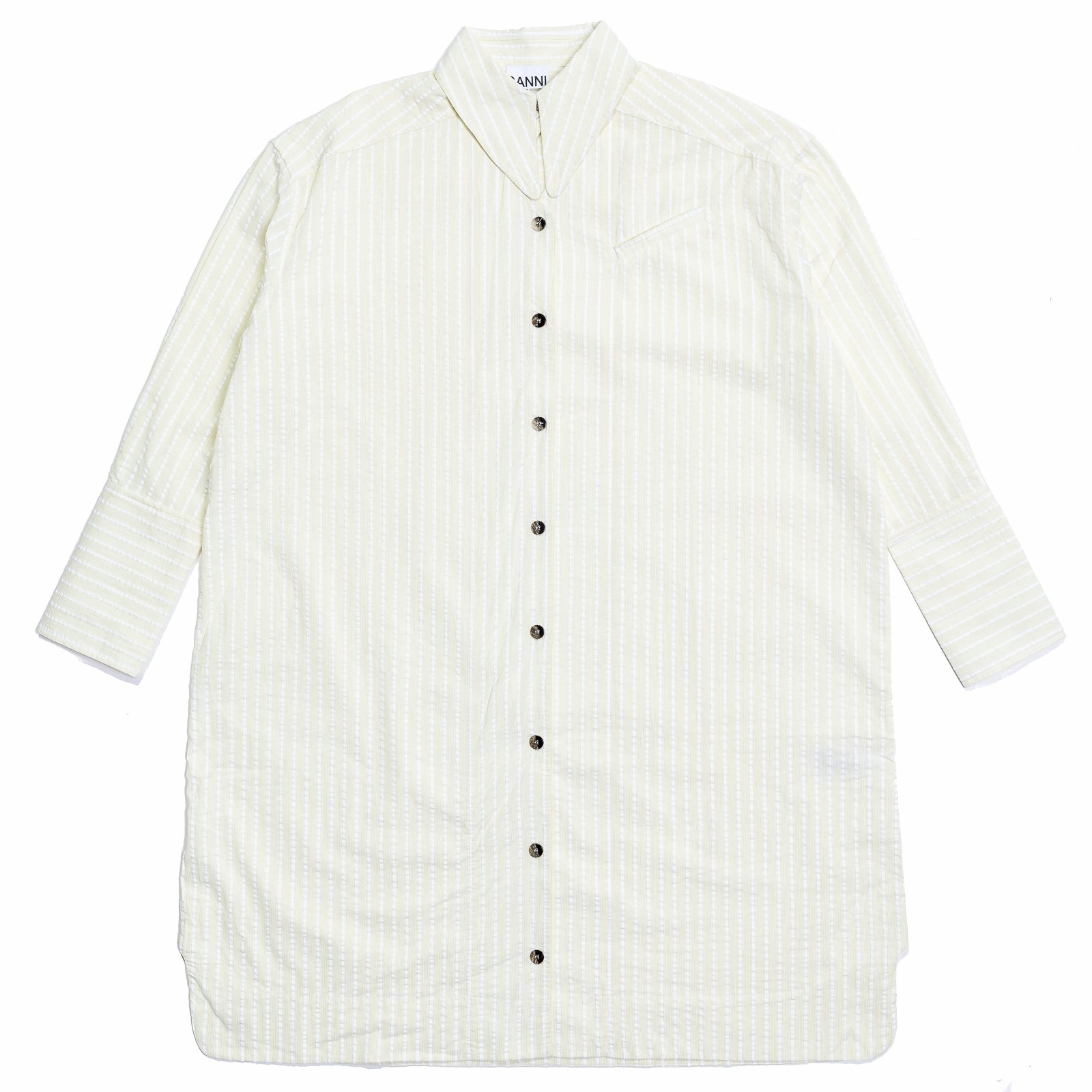 Clean Fit Comfort waistband Ganni Light Seersucker Stripe 'Yellow Stripe Flan'