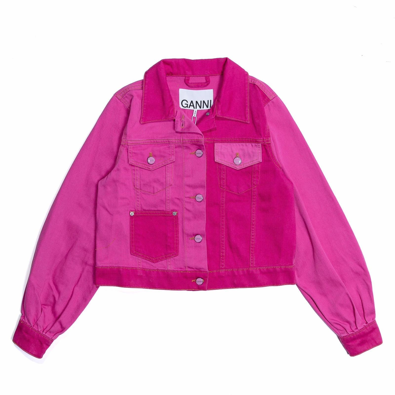 Ganni Overdyed Cutline Trucker Jacket 'Phlox Pink' VersatileCuff