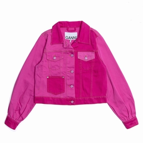 OdorResistantFabric RipstopFabric Ganni Overdyed Cutline Trucker Jacket 'Phlox Pink'
