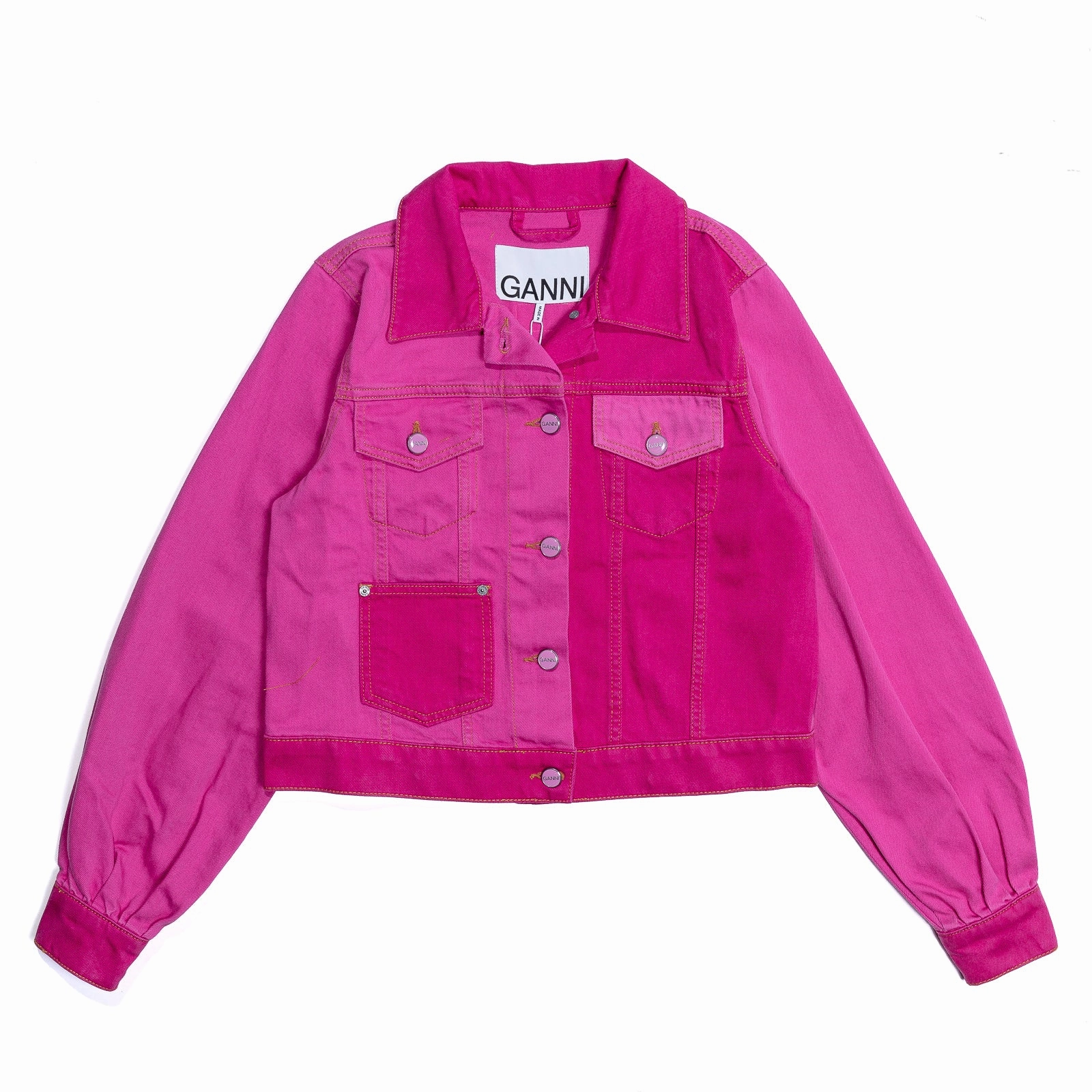 OdorResistantFabric RipstopFabric Ganni Overdyed Cutline Trucker Jacket 'Phlox Pink'