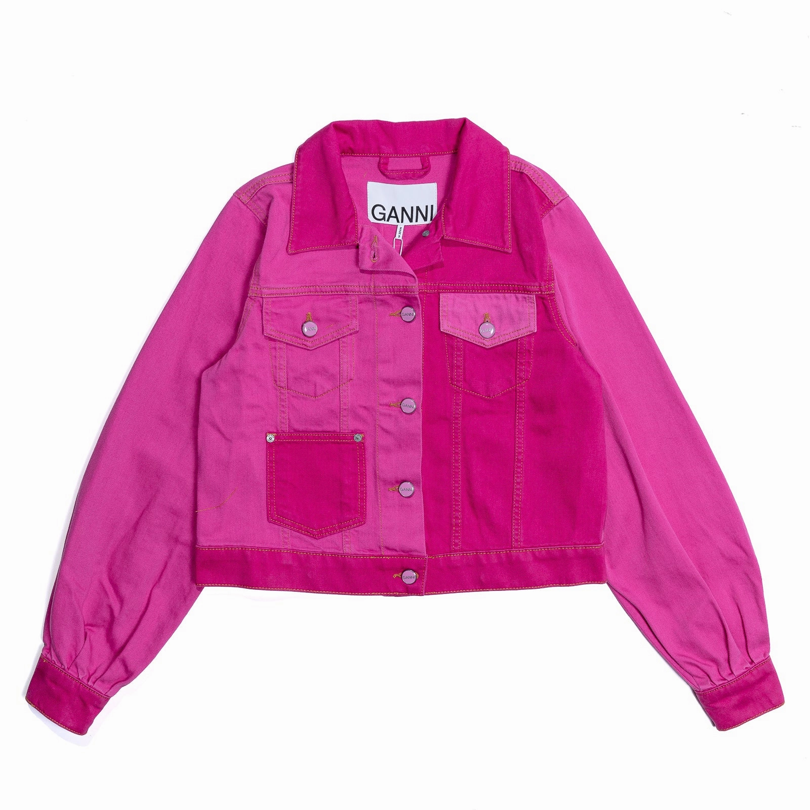 Ganni Overdyed Cutline Trucker Jacket 'Phlox Pink' Group Mood