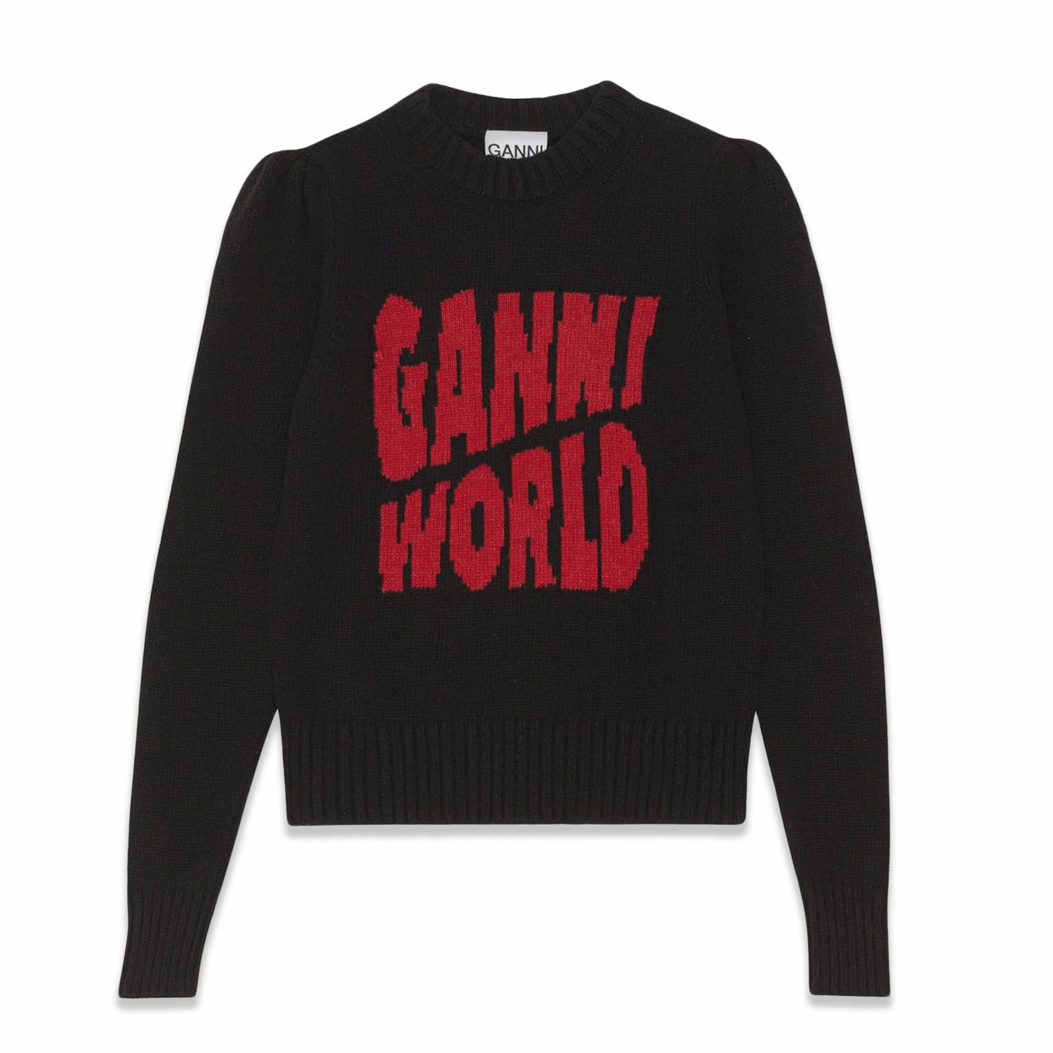 Tale Core Ganni Puffed Shoulder 'Ganni World' Sweater 'Black'