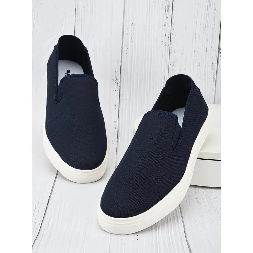 Gliders Non-Lacing Navy Blue Casual Sneakers For Men HYPER-E By Liberty Active Movement